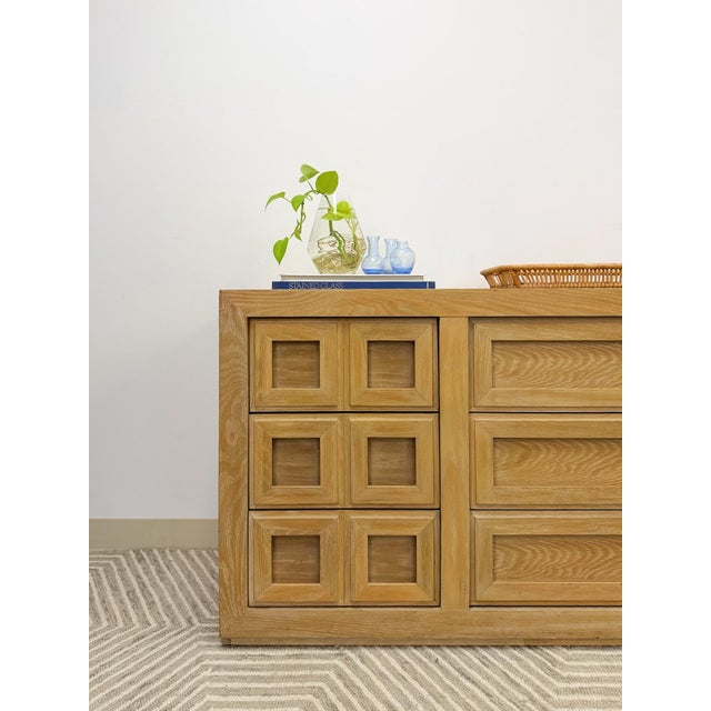 Mid 20th Century Thomasville Blonde Oak 9-Drawer Dresser Vintage Bedroom Storage For Sale - Image 12 of 15