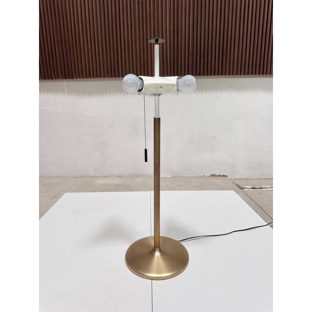 Modern Table Lamp with Brass Base and Silk Shade by Swiss Lamps International, Zurich, 1970s For Sale - Image 3 of 14