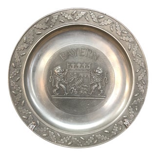 Bavarian Bayern Coat of Arms Pewter Plate For Sale