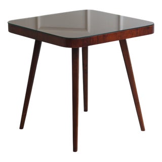 Mid-Century Side Table with Glass Top, 1960 For Sale
