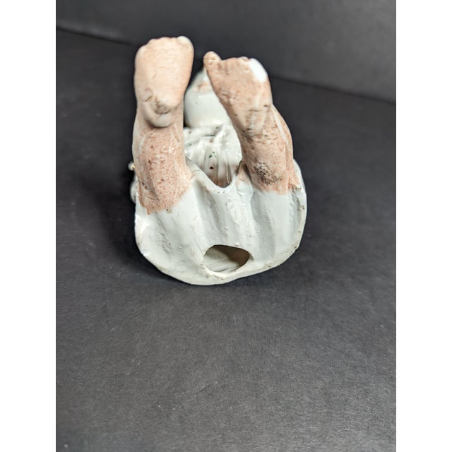 Ceramic Antique Victorian Bisque Porcelain Piano Sitting Baby, German Backstamp For Sale - Image 7 of 7