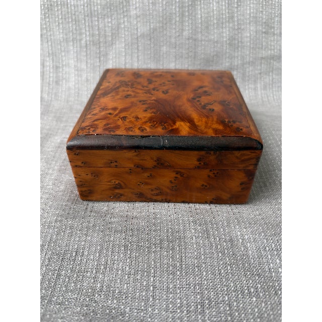 American Small Antique Burl Hinged Box For Sale - Image 3 of 16