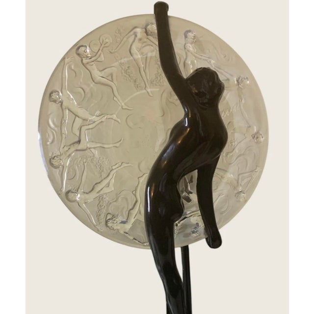 1980s 1980s Art Deco Frankart Nude With Consolidated Glass Moon Lamps by Sarsaparilla - a Pair For Sale - Image 5 of 9