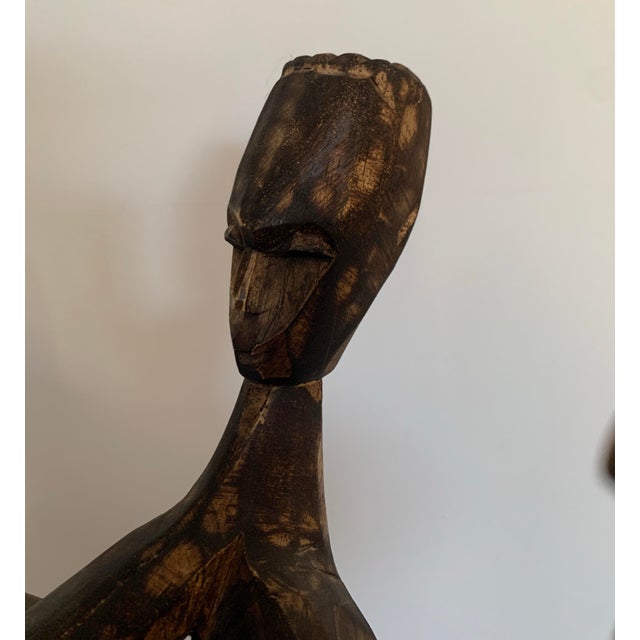 Vintage Five Headed African Wood Carved Plant Stand Side Table For Sale In Phoenix - Image 6 of 7