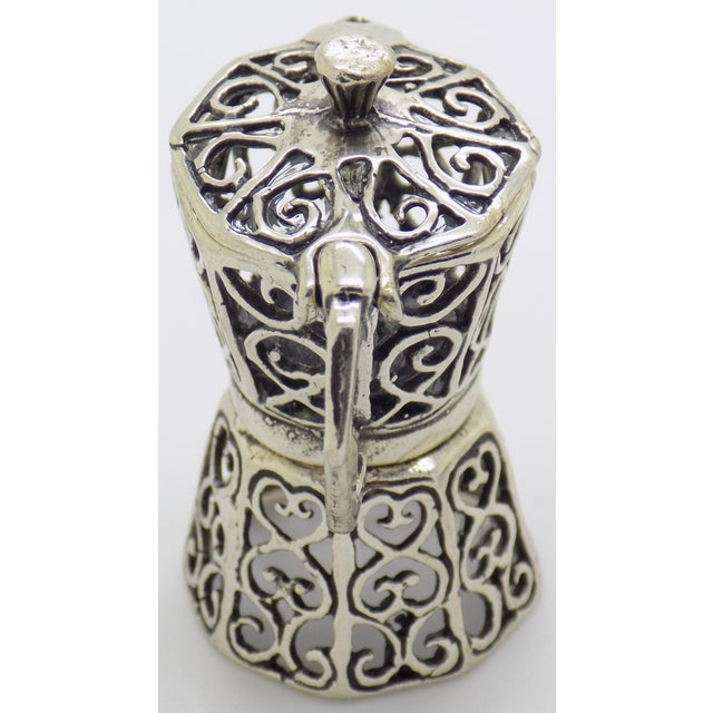 1970s Vintage Italian Handmade Genuine Silver Neapolitan Moka Coffee Machine Miniature For Sale - Image 5 of 11