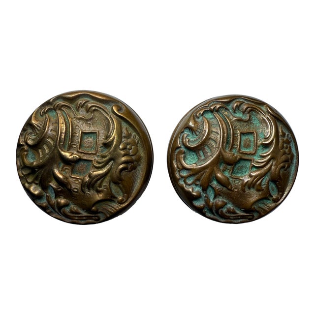 Antique Bronze Rococo Dook Knobs For Sale