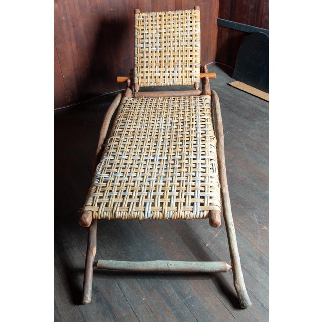 1990s Old Hickory Chaise Lounge, Hickory & Cane, Adirondack Style For Sale In New York - Image 6 of 13
