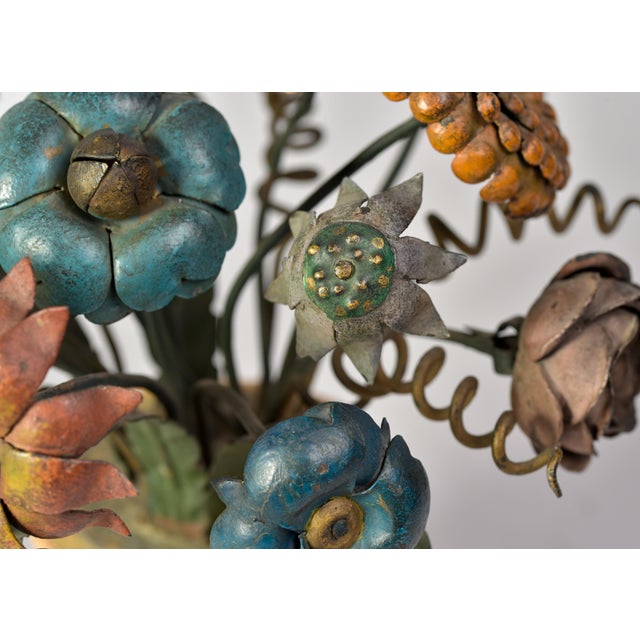 Pair Early 20th C French Metal Tole Flowers in Terracotta Pots For Sale - Image 12 of 12