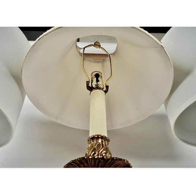 Metal Pair French Opaline Lamps For Sale - Image 7 of 8