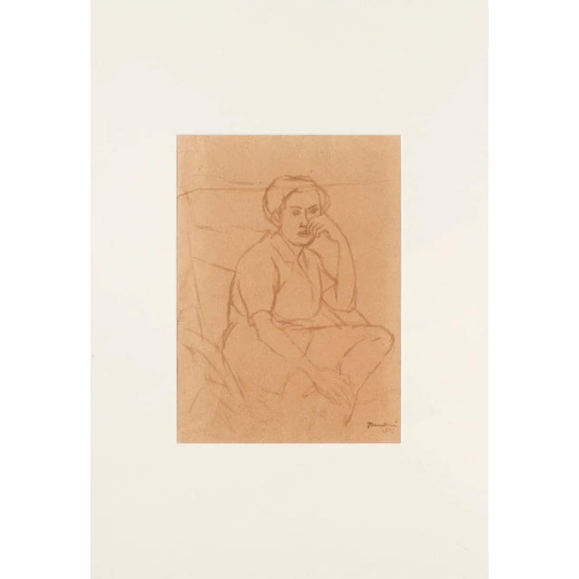 Portrait is an original drawing in watercolor on paper realized by Orfeo Tanburi in 1943, Hand-signed on the lower right....