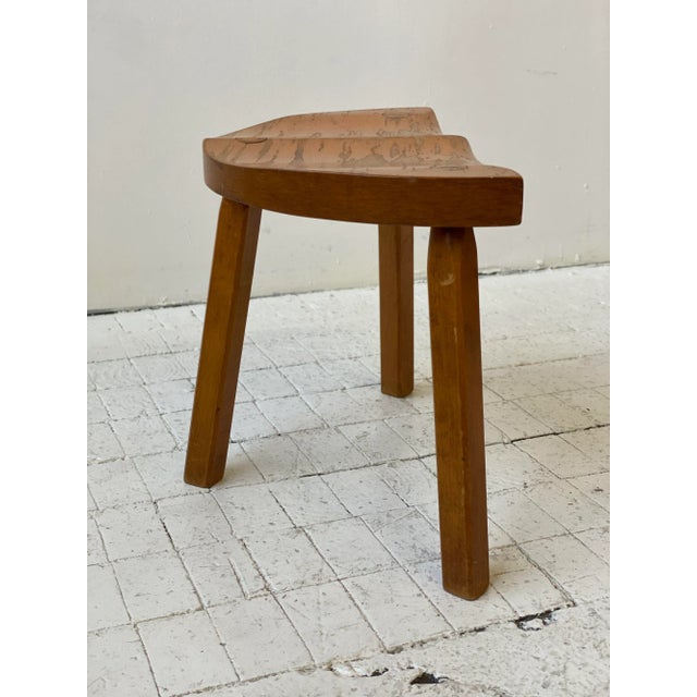Vintage Maple Half-Circle Tripod Stool, Circa 1950s For Sale - Image 10 of 12