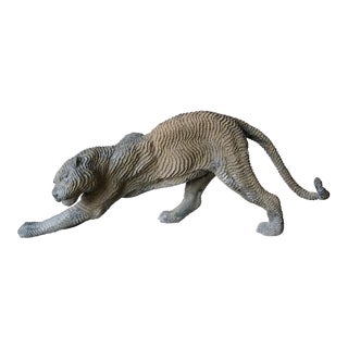 70's Vintage Life Size Bronze Tiger Sculpture For Sale