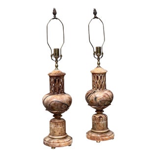 Pair of Alabaster Lamp Base, Early 20th Century For Sale