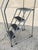 Late 20th Century Vintage Ballymore Warehouse Garage 4 Step Metal Rolling Safety Ladder W/ Rails For Sale - Image 5 of 10