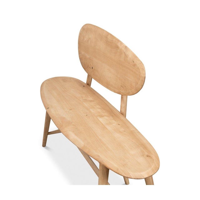 Short Organic Modern Natural Wood Bench For Sale - Image 11 of 11