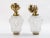 1950s French Rococo Brass Chain Pendant Lights, Acid-Etched Pressed Crystal Shades - A Pair For Sale - Image 9 of 12