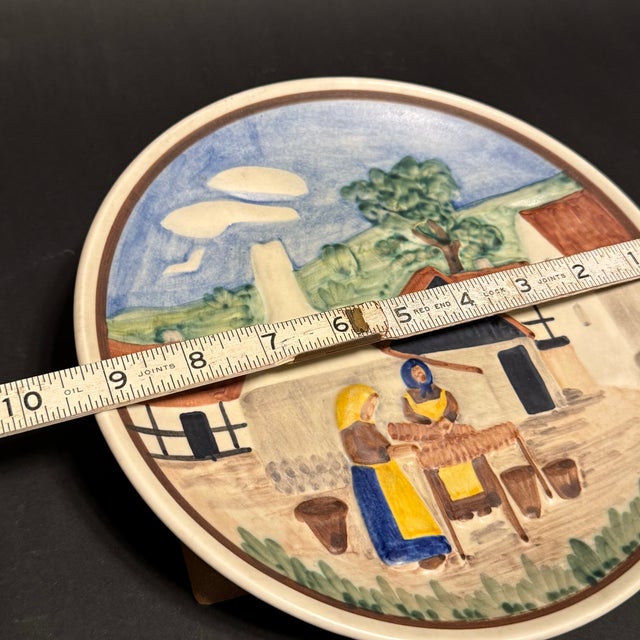 1980s Vintage Søholm Bornholm Danish Ceramic Wall Plate – Hand-Painted Folk Art Scene For Sale - Image 5 of 7