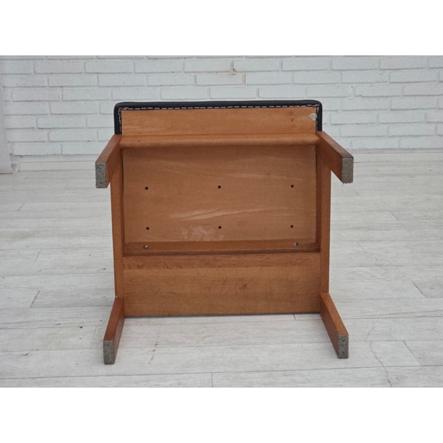 Vintage Danish Church Chairs in Leather and Oak, 1960s, Set of 3 For Sale - Image 15 of 18