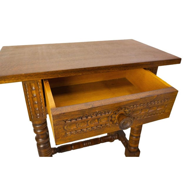 Mid-Century Spanish Style Bedside Tables in Oak, France, 1960s, Set of 2 For Sale - Image 12 of 13