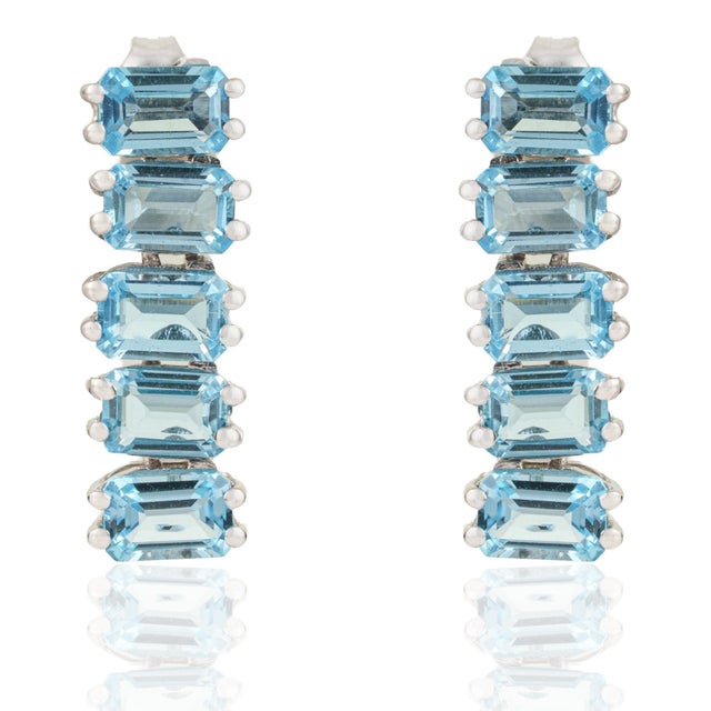 52.42 Ct Certified Natural Blue Topaz Tennis Necklace & Drop Earrings Set, 3 Pieces For Sale - Image 9 of 17