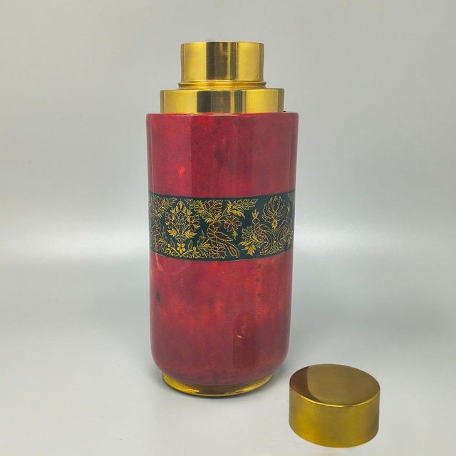 Mid-Century Modern Red Cocktail Shaker in Parchment, Italy, 1960s For Sale - Image 3 of 8