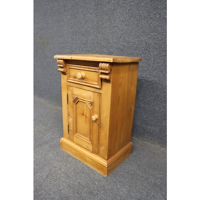Late 19th Century Antique Scandinavian Pine One Drawer Cabinet Nightstand For Sale - Image 5 of 12