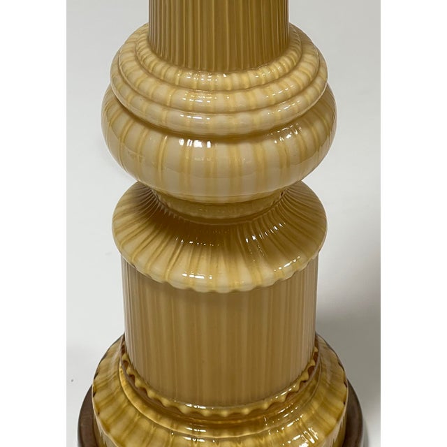 Mustard Pair Murano Butterscotch-Glass Hand-Blown Columnar-Form Lamps For Sale - Image 8 of 10