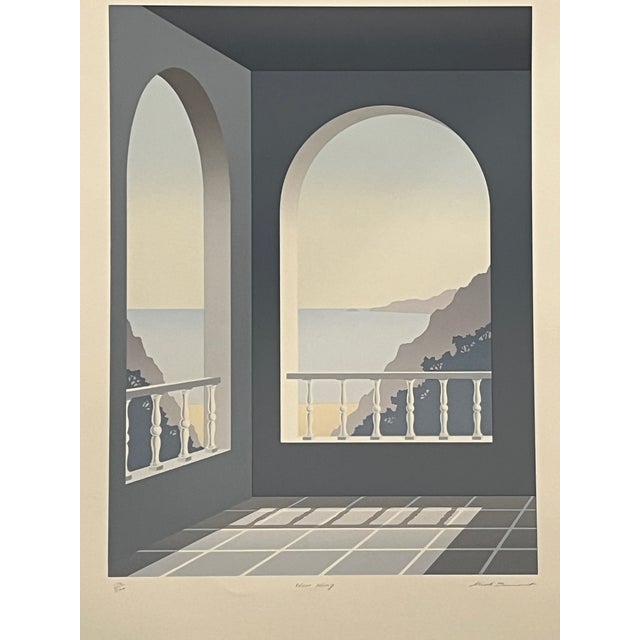 Slate Gray 1980s Mick Durrant Signed Serigraph Pair East Wing & West Wing Limited Edition Prints For Sale - Image 8 of 14