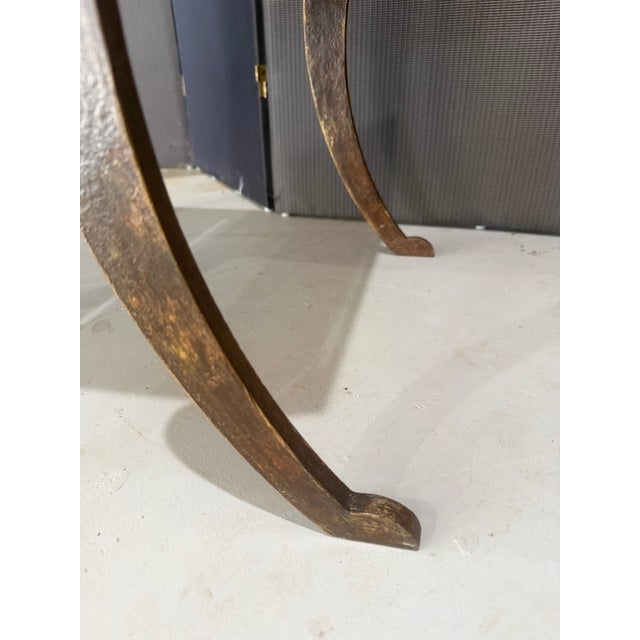 2000 - 2009 Cast Bronze Sabre Leg Bench W. Wood Seat For Sale - Image 5 of 8