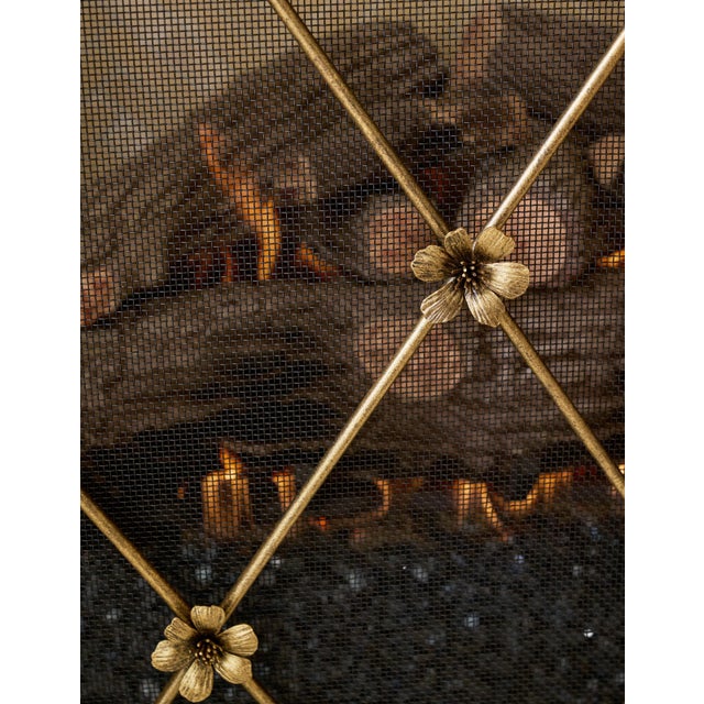 Gold Rubbed Black Flora Fireplace Screen For Sale - Image 4 of 12