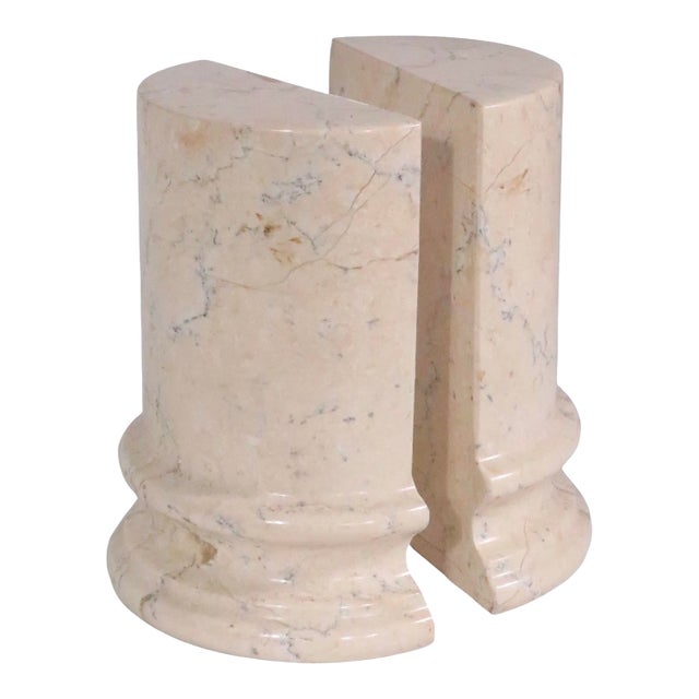 Late 20th Century Pr. Half Column Marble Bookends by Boticina For Sale