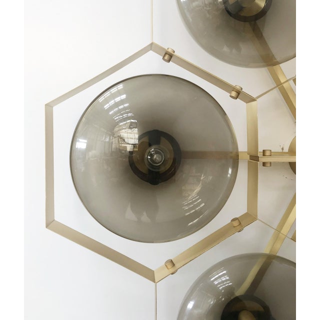 21st Century Hive Satin Brass Smoky Murano Flush Mount by Fabio LTD For Sale - Image 10 of 11