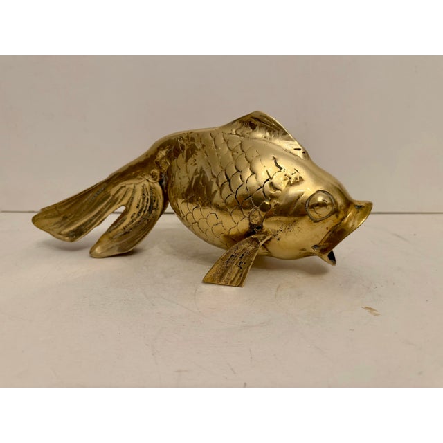 Mid Century Brass Koi Fish Sculpture For Sale - Image 9 of 11