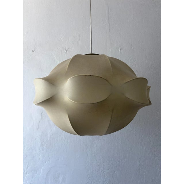 Beige Huge Rare Cocoon Mid Century Modern Pendant Chandelier Flos Castiglioni Resin For Sale - Image 8 of 12