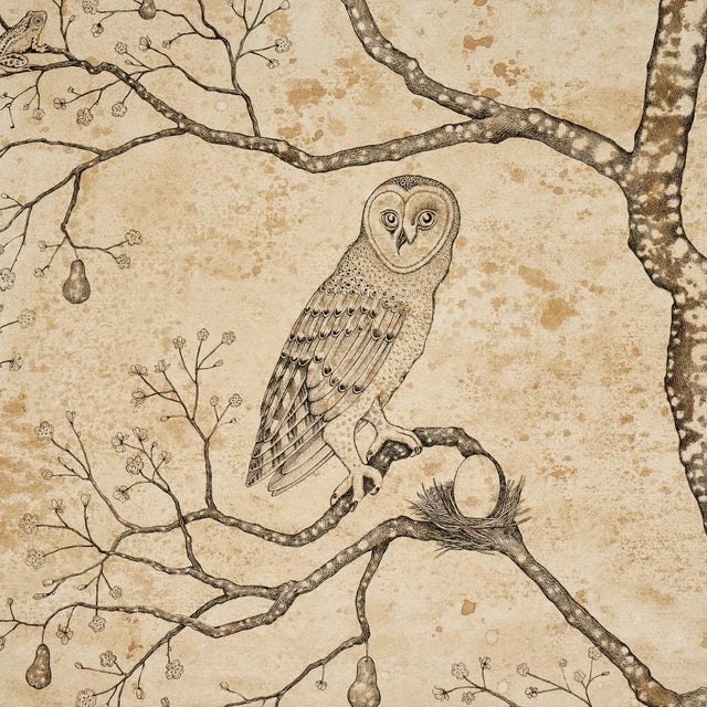 Contemporary Schumacher L’ Attesa Nella Notte Wallpaper In Parchment For Sale - Image 3 of 6