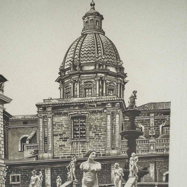 Unknown, Numbered Engraving of a Palace, 1950s, Engraving For Sale - Image 4 of 6