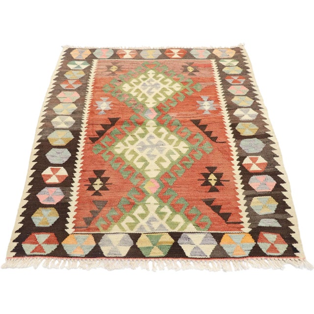Tribal Vintage Persian Shiraz Kilim Rug - 03'00 X 03'09 For Sale - Image 3 of 9