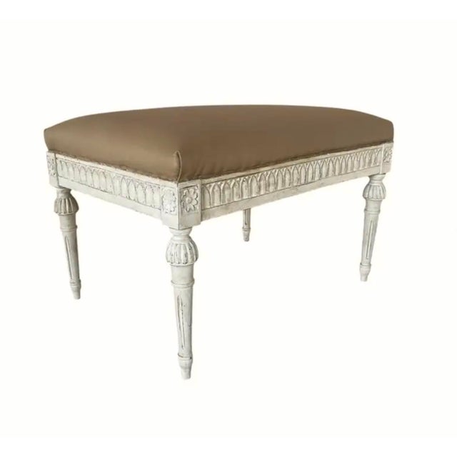 Gustavian (Swedish) Antique Gustavian Painted and Upholstered Stool For Sale - Image 3 of 8