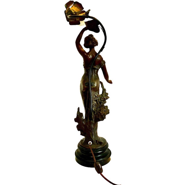 Metal Early 20th Century Art Nouveau Figural Lamp, by Viennese Sculptor Theodor Ullmann For Sale - Image 7 of 13