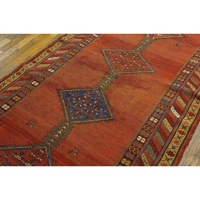 1890s Red Rust Medallion Antique n.w. Persian Rug 3'9" X 8'10" Handknotted Wool Carpet For Sale In New York - Image 6 of 8