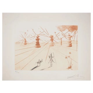 Salvador Dali, Don Quixote and the Windmills, Original Engraving For Sale