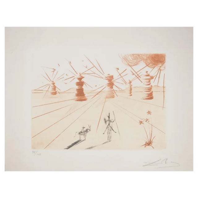 Salvador Dali, Don Quixote and the Windmills, Original Engraving For Sale