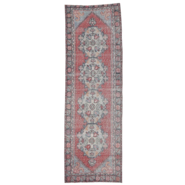 Red 3'x9'5 Vintage Turkish Hand-Knotted Oriental Runner For Sale - Image 8 of 8