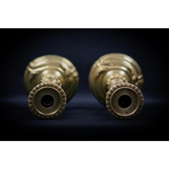 Gold Louis XV Style Gilt Bronze Candlesticks, 1800s, Set of 2 For Sale - Image 8 of 12