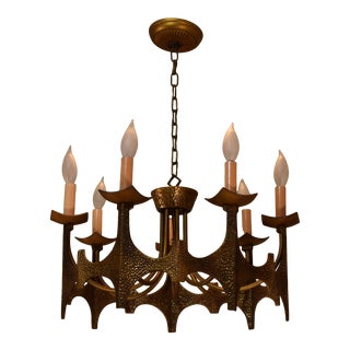 1960s Moe Gothic Brutalist Candelabra Chandelier For Sale