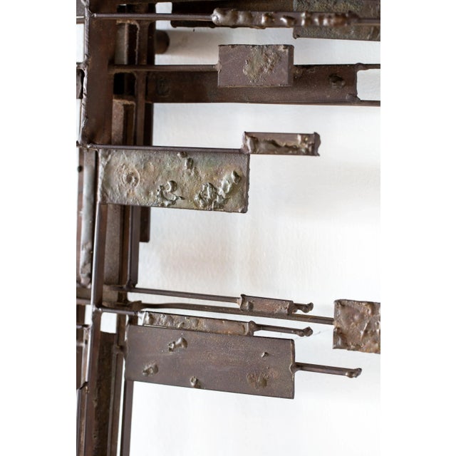 Jack Boyd Hand Forged Steel and Bronze Textured Wall Sculpture, Late 1960s For Sale - Image 6 of 12