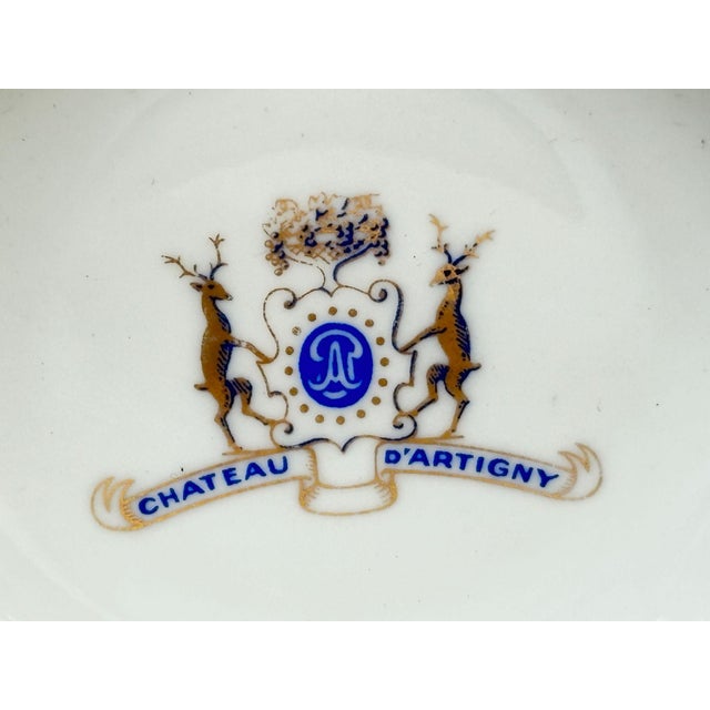 White Porcelain Château D’Artigny Vide-Poche, Blue & Gilt, France, Circa 1960 For Sale - Image 8 of 10