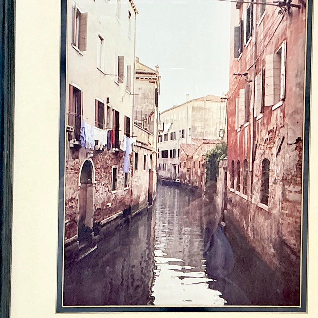 Black 1980s Vintage Italian Boho Chic Cityscape Residential Canal Framed Photography, Laundry Day. For Sale - Image 8 of 13