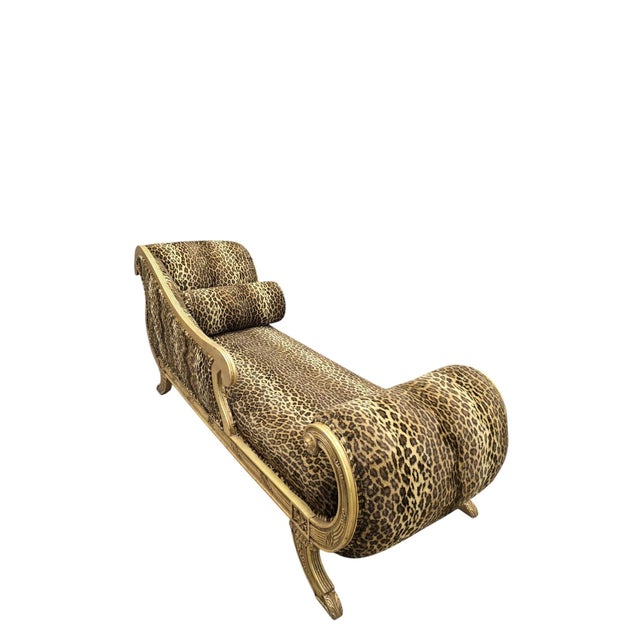 Vintage Henredon Style Hollywood Regency Chaise Lounge For Sale In Chicago - Image 6 of 11