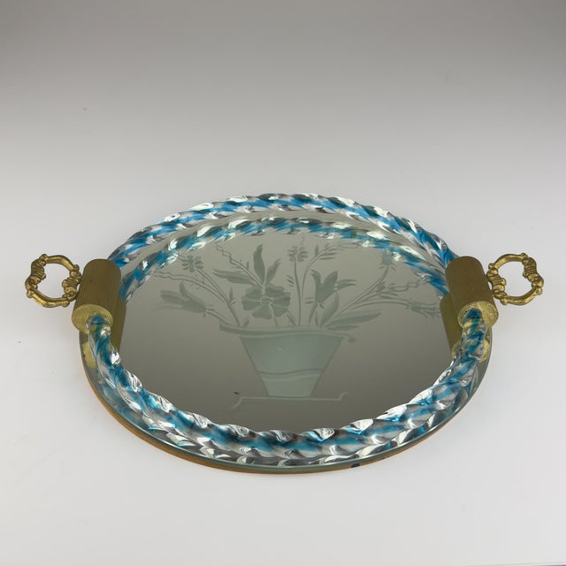 Vintage Venetian Glass Mirror Tray, Italy, 1950s For Sale - Image 17 of 17